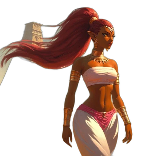 concept art, fantasy art, comic book art, 3d render, golden, earth tones, red, woman transparent PNG cut-out