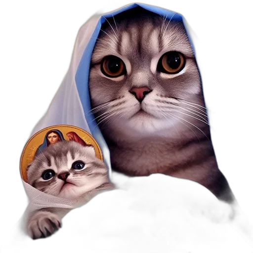 hat, photorealistic, concept art, oil painting, snow, outer space, two, cats transparent PNG cut-out