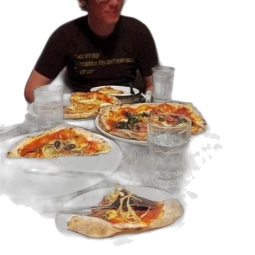food, photorealistic, 3d render, concept art, oil painting, person, sits, table transparent PNG cut-out
