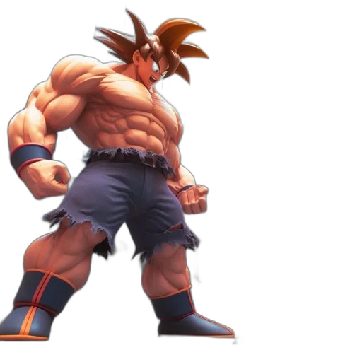 concept art, 3d render, pixel art, fantasy art, immense, figure, resembling, goku transparent PNG cut-out