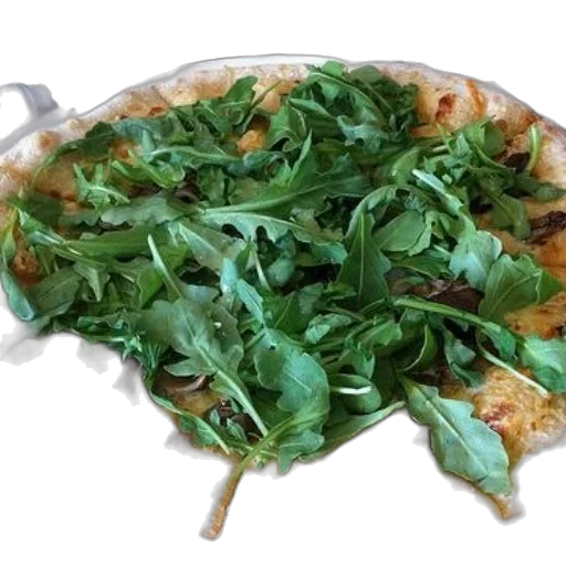 food, umbrella, crown, 3d render, pizza, topped, arugula, sits transparent PNG cut-out