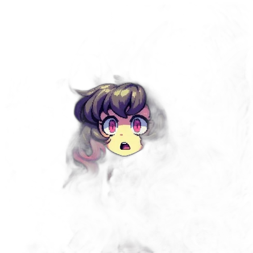 face, creature, mask, hair, pixel art, anime, watercolor, vaporwave transparent PNG cut-out