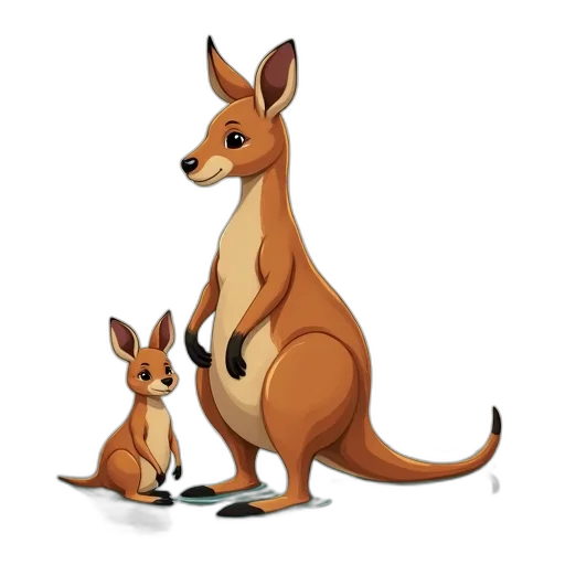 animal, concept art, fantasy art, cartoon, 3d render, illustration, mother, kangaroo transparent PNG cut-out