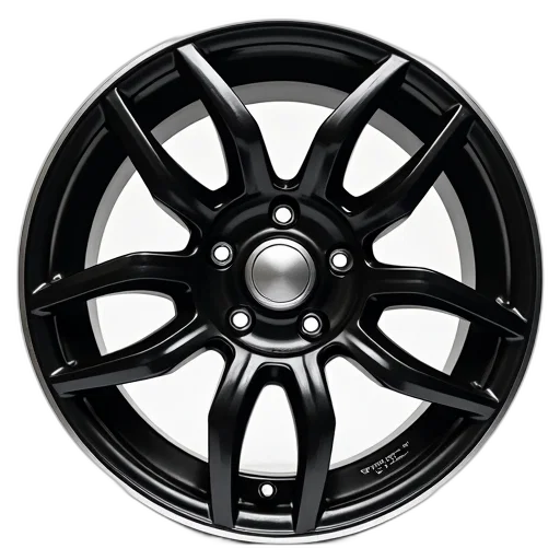car, close-up, image, black, alloy, wheel, silver, center transparent PNG cut-out