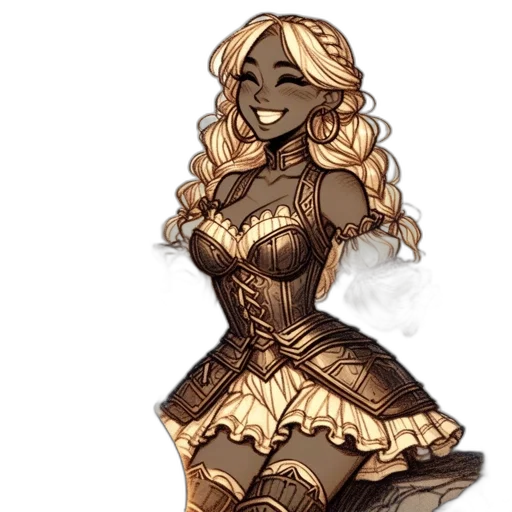 dress, concept art, fantasy art, pixel art, watercolor, earth tones, golden, dark transparent PNG cut-out