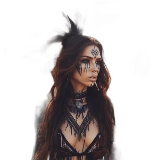 mask, face, hair, jewelry, fantasy art, concept art, watercolor, photorealistic transparent PNG cut-out
