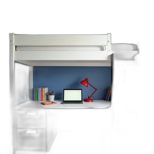 furniture, staff, 3d render, modern, loft, bed, white, frame transparent PNG cut-out