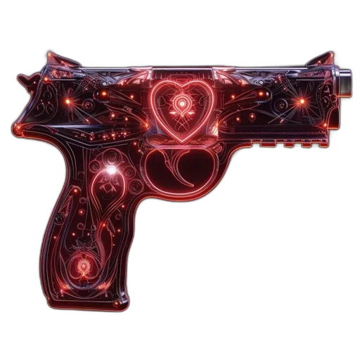 weapon, jewelry, 3d render, concept art, vaporwave, cyberpunk, stylized, transparent transparent PNG cut-out