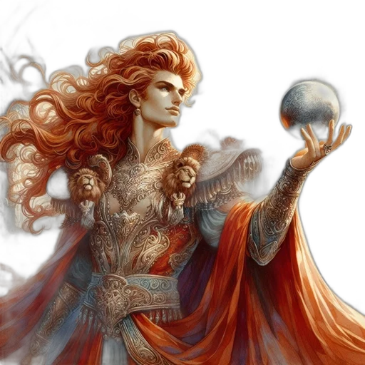 fantasy art, concept art, comic book art, photorealistic, golden, earth tones, red, regal transparent PNG cut-out