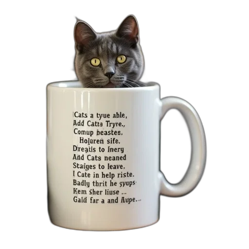 funny, poem, words, cats, coffee, mug transparent PNG cut-out
