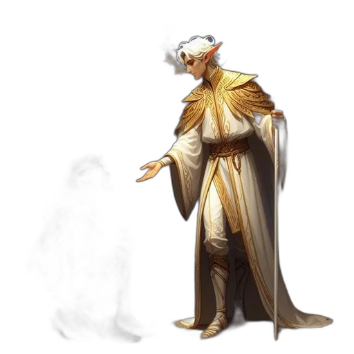 staff, creature, concept art, fantasy art, pixel art, 3d render, golden, earth tones transparent PNG cut-out