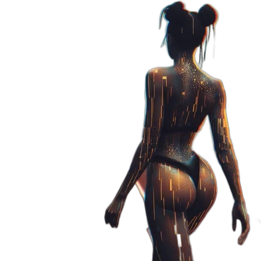 dress, robot, creature, staff, concept art, cyberpunk, 3d render, fantasy art transparent PNG cut-out