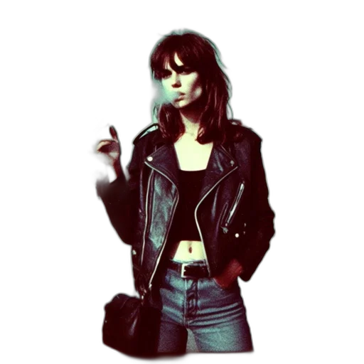 jacket, photorealistic, concept art, cartoon, comic book art, dark, young, woman transparent PNG cut-out