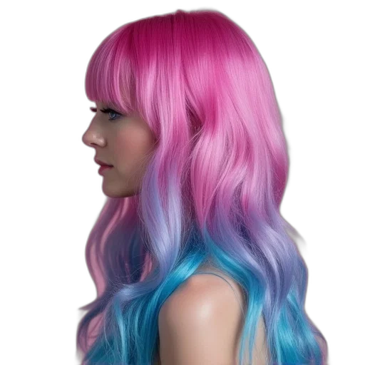 hair, vaporwave, photorealistic, cyberpunk, 3d render, pastel, colorful, neon transparent PNG cut-out