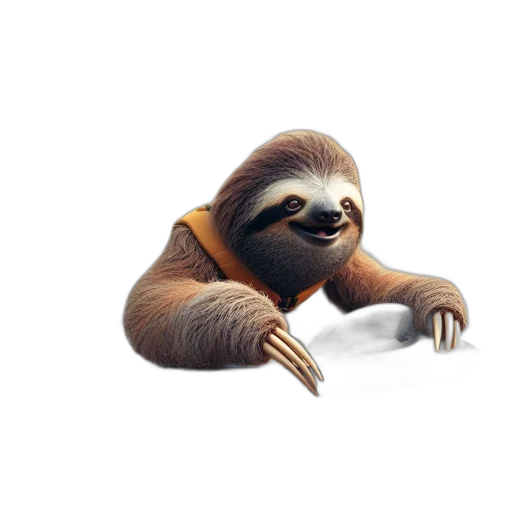 animal, creature, staff, concept art, 3d render, photorealistic, fantasy art, sloth transparent PNG cut-out