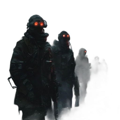 mask, robot, jacket, concept art, cyberpunk, 3d render, pixel art, fog transparent PNG cut-out