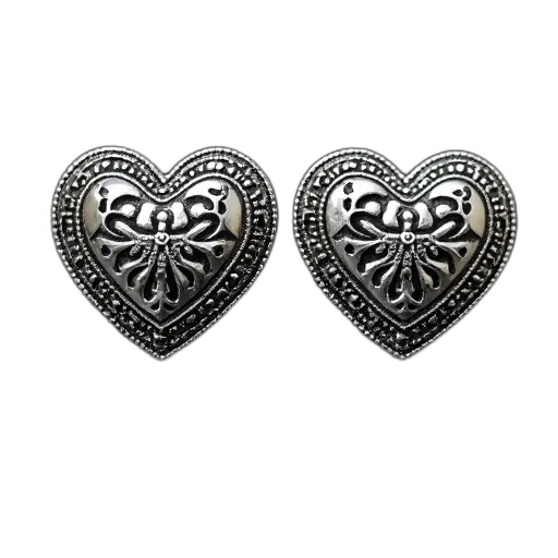 jewelry, crown, pair, silver, heart-shaped, earrings, intricate, designs transparent PNG cut-out