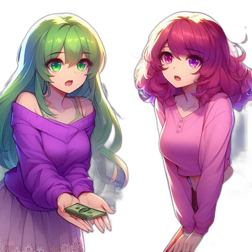 dress, anime, pixel art, watercolor, concept art, green, colorful, pastel transparent PNG cut-out