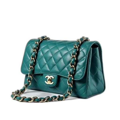 jewelry, green, blue, teal, quilted, chanel, handbag, chain transparent PNG cut-out