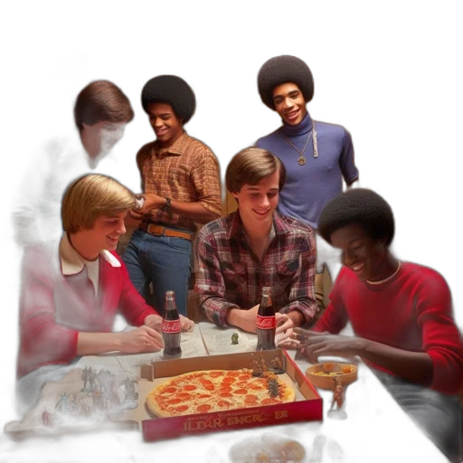 food, fire, old-fashioned, wood-paneled, room, group, young, men transparent PNG cut-out
