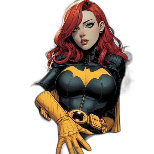 comic book art, concept art, cartoon, fantasy art, woman, red, hair, green transparent PNG cut-out