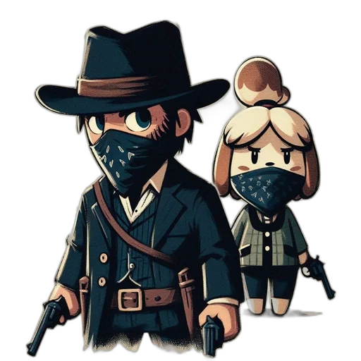 weapon, mask, concept art, pixel art, comic book art, cartoon, two, wild transparent PNG cut-out