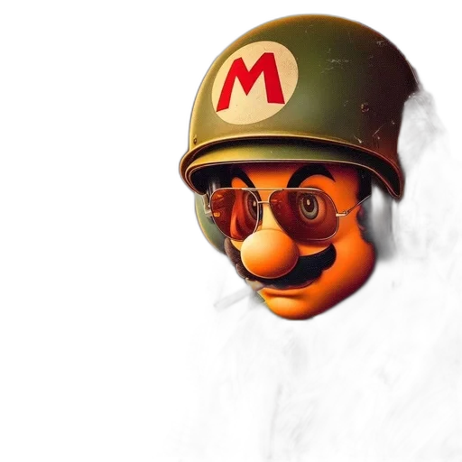 mask, face, hat, weapon, concept art, 3d render, photorealistic, pixel art transparent PNG cut-out
