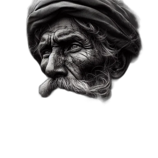face, hat, mask, staff, pencil sketch, photorealistic, fantasy art, oil painting transparent PNG cut-out