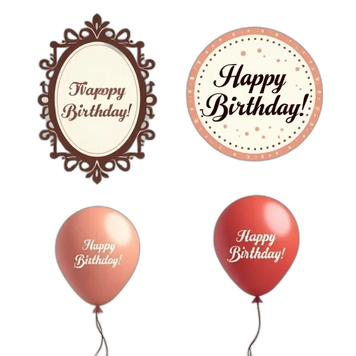 3d render, second, image, shows, collection, four, different, birthday-themed transparent PNG cut-out