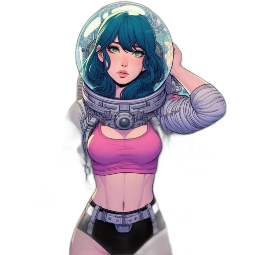 robot, dress, staff, mask, concept art, cyberpunk, vaporwave, anime transparent PNG cut-out