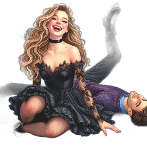 concept art, photorealistic, fantasy art, comic book art, two, individuals, ice-skate, together transparent PNG cut-out