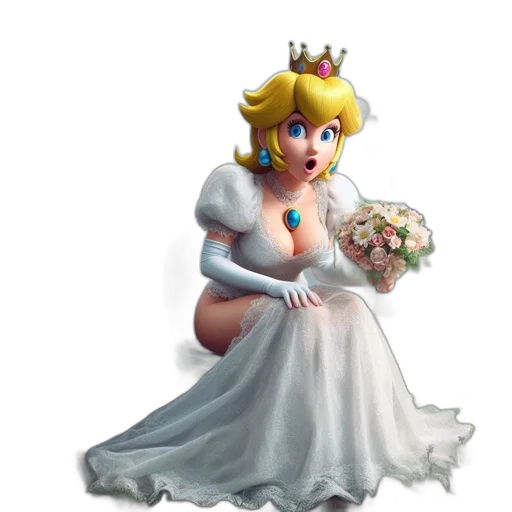 dress, crown, concept art, 3d render, pixel art, photorealistic, princess, peach transparent PNG cut-out