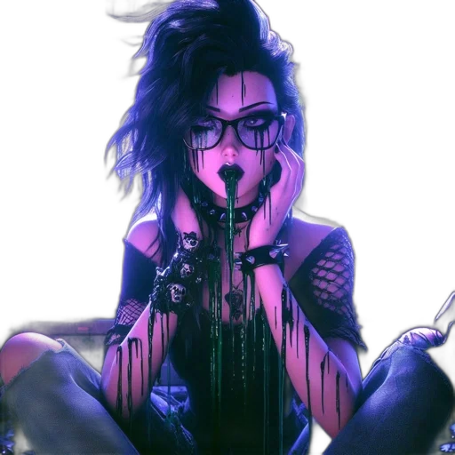 weapon, mask, jewelry, hair, cyberpunk, concept art, comic book art, fantasy art transparent PNG cut-out