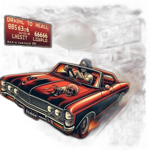 car, concept art, comic book art, photorealistic, 3d render, flaming, apocalyptic, landscape transparent PNG cut-out