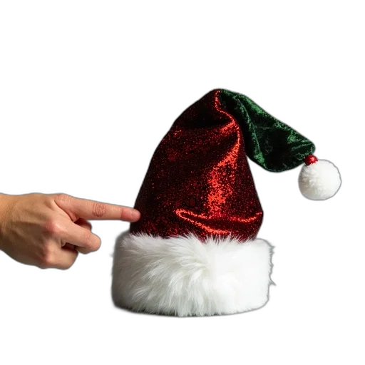 hat, staff, shoes, crown, 3d render, hand, pointing, festive transparent PNG cut-out