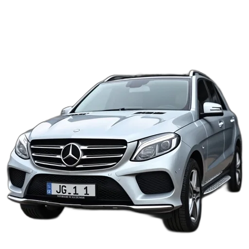 car, 3d render, photorealistic, silver, suv, parked, front, building transparent PNG cut-out