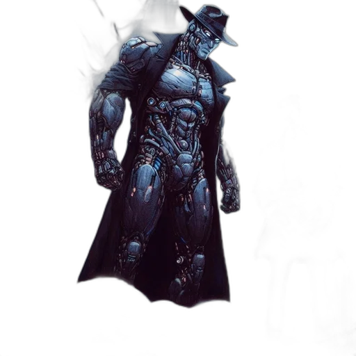 robot, creature, concept art, comic book art, fantasy art, 3d render, dark, blue transparent PNG cut-out