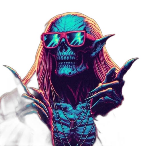 mask, face, creature, staff, concept art, fantasy art, pixel art, vaporwave transparent PNG cut-out