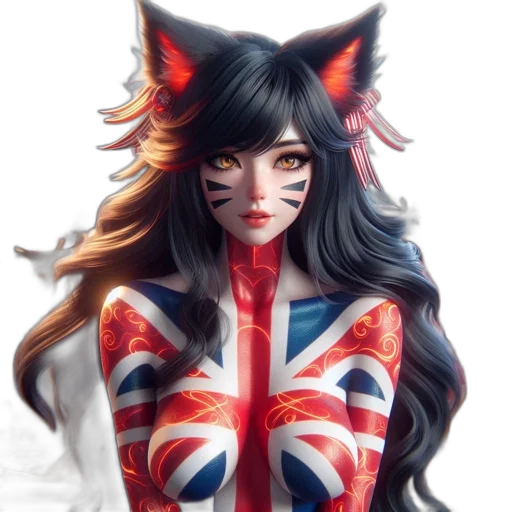 fantasy art, anime, concept art, comic book art, digitally, illustrated, fox-eared, woman transparent PNG cut-out
