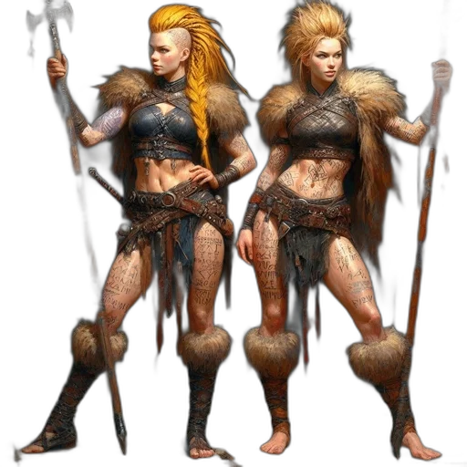 concept art, fantasy art, 3d render, pixel art, golden, earth tones, two, female transparent PNG cut-out