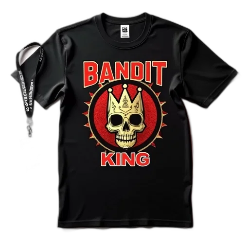 crown, black, t-shirt, red, gold, graphic, design, featuring transparent PNG cut-out