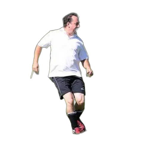 staff, animal, photorealistic, man, white, shirt, black, shorts transparent PNG cut-out