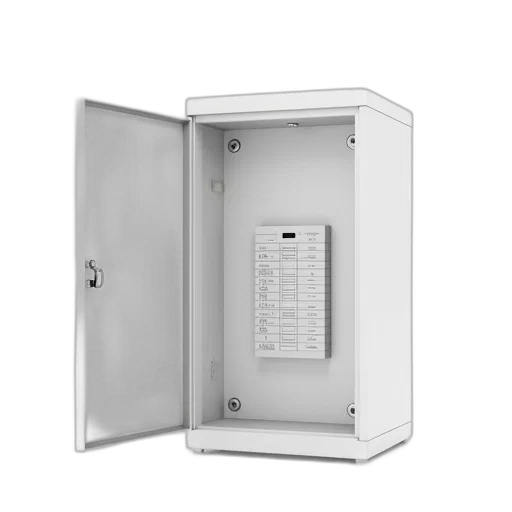 white, electrical, panel, hinged, door, left, side, revealing transparent PNG cut-out