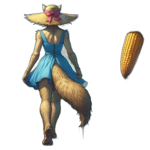dress, hat, creature, animal, concept art, pixel art, fantasy art, 3d render transparent PNG cut-out