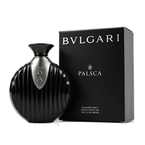 bottle, sleek, black, perfume, silver, cap, displayed, next transparent PNG cut-out