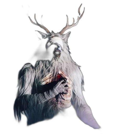 creature, animal, crown, concept art, fantasy art, watercolor, pixel art, deer-headed transparent PNG cut-out