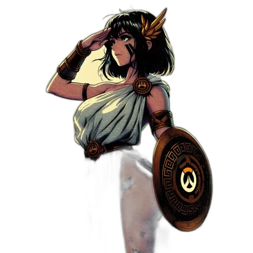 weapon, concept art, comic book art, fantasy art, anime, animated, female, character transparent PNG cut-out