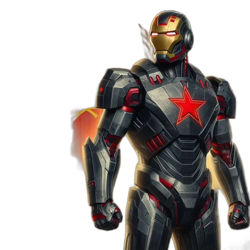 concept art, comic book art, 3d render, fantasy art, iron, man, figure, donning transparent PNG cut-out