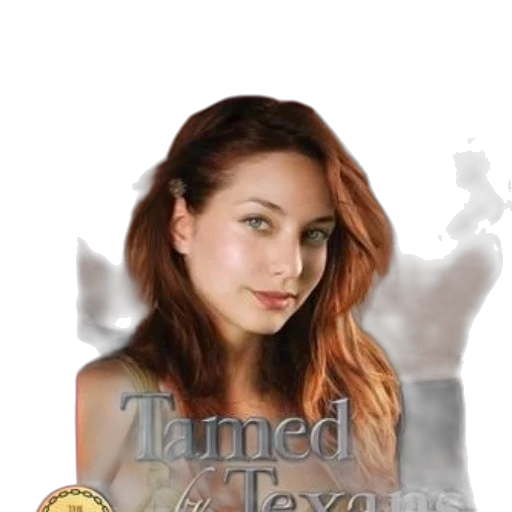photorealistic, cover, tamed, texans, features, woman, foreground, two transparent PNG cut-out