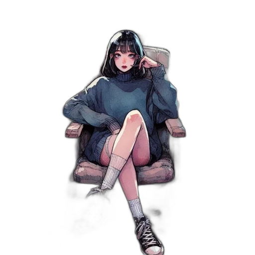 jacket, dress, shoes, creature, watercolor, concept art, fantasy art, anime transparent PNG cut-out